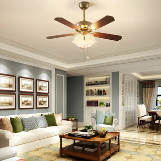 Brushed Nickel Flowers Wood Blades Ceiling Fan Light Zawala Image - 20