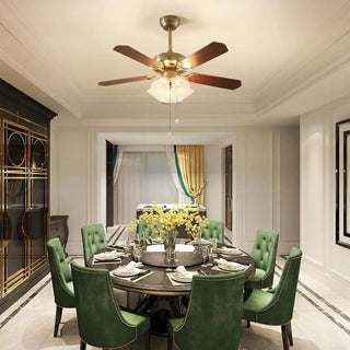 Brushed Nickel Flowers Wood Blades Ceiling Fan Light Zawala Image - 3