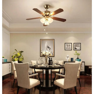 Brushed Nickel Flowers Wood Blades Ceiling Fan Light Zawala Image - 4