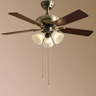 Brushed Nickel Flowers Wood Blades Ceiling Fan Light Zawala Image - 5