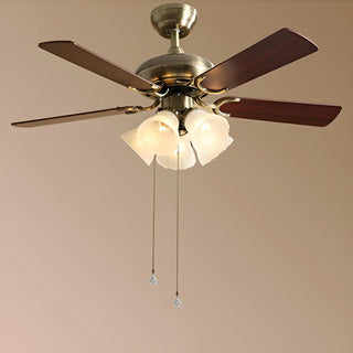 Brushed Nickel Flowers Wood Blades Ceiling Fan Light Zawala Image - 8