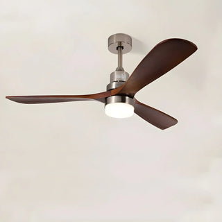 ZOWALA - Nickle Brown Wood 3 Blades Ceiling Fan with Light Image - 10