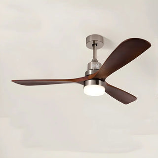 ZOWALA - Nickle Brown Wood 3 Blades Ceiling Fan with Light Image - 11