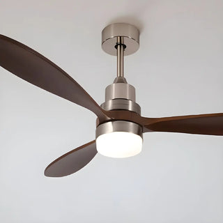 ZOWALA - Nickle Brown Wood 3 Blades Ceiling Fan with Light Image - 13