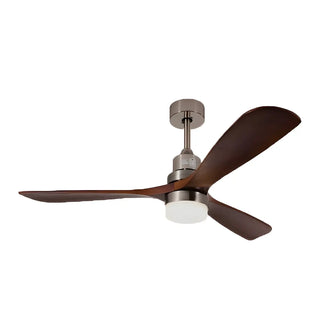 ZOWALA - Nickle Brown Wood 3 Blades Ceiling Fan with Light Image - 14