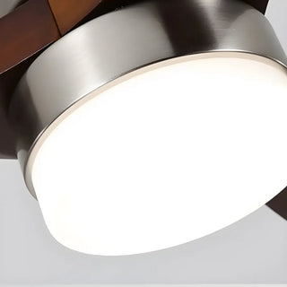 ZOWALA - Nickle Brown Wood 3 Blades Ceiling Fan with Light Image - 15