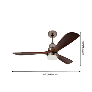 ZOWALA - Nickle Brown Wood 3 Blades Ceiling Fan with Light #size