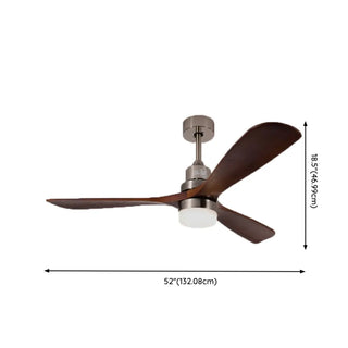 ZOWALA - Nickle Brown Wood 3 Blades Ceiling Fan with Light Image - 18