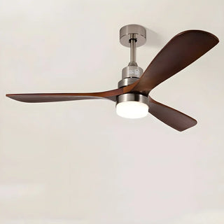ZOWALA - Nickle Brown Wood 3 Blades Ceiling Fan with Light Image - 9