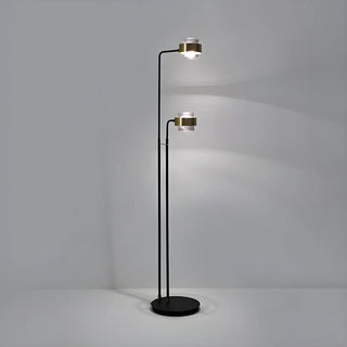 2-Light Nordic Black Cylinder Glass Reading Floor Lamp Zawala Image - 2