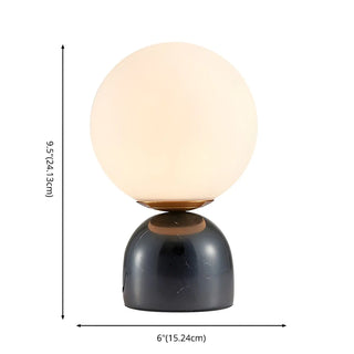 ZOWALA - Contemporary Globe Glass Black Marble Base Table Lamp #size