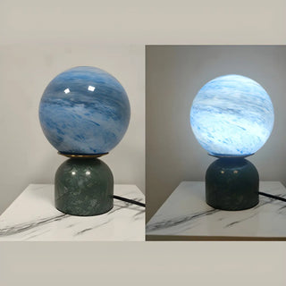 ZOWALA - Contemporary Globe Glass Black Marble Base Table Lamp Image - 6