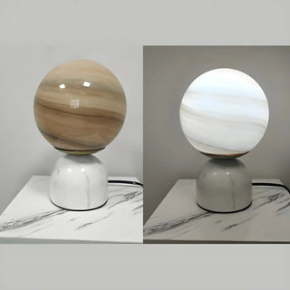 ZOWALA - Contemporary Globe Glass Black Marble Base Table Lamp Image - 7