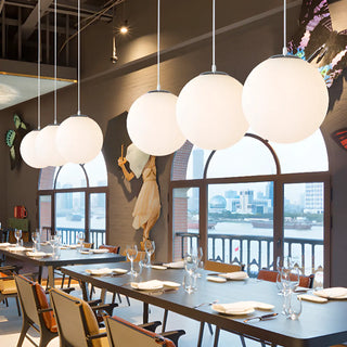 ZOWALA - Nordic Globe Adjustable Height Island White Pendant Light Image - 3