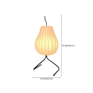 White Pear-Shaped Fabric and Curved Stand Floor Lamp Zawala #size