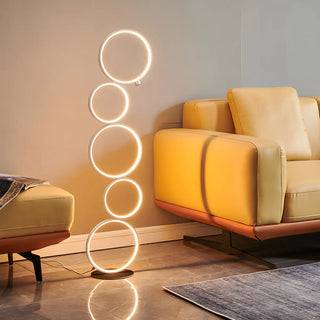 Creative Black Multi-Ring Metal and Silica Gel Floor Lamp Zawala Image - 1