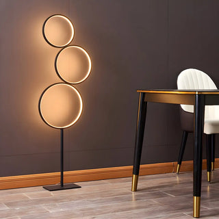 Creative Black Multi-Ring Metal and Silica Gel Floor Lamp Zawala Image - 2