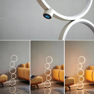 Creative Black Multi-Ring Metal and Silica Gel Floor Lamp Zawala Image - 11