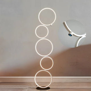 Creative Black Multi-Ring Metal and Silica Gel Floor Lamp Zawala Image - 4
