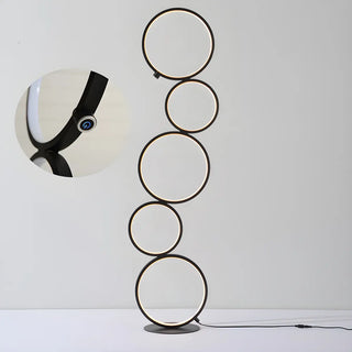Creative Black Multi-Ring Metal and Silica Gel Floor Lamp Zawala Image - 12