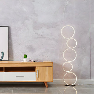 Creative Black Multi-Ring Metal and Silica Gel Floor Lamp Zawala Image - 5