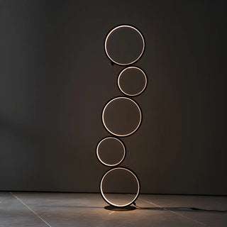 Creative Black Multi-Ring Metal and Silica Gel Floor Lamp Zawala Image - 6