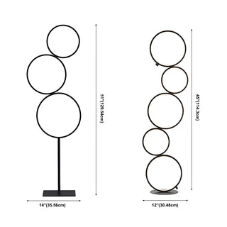 Creative Black Multi-Ring Metal and Silica Gel Floor Lamp Zawala #size