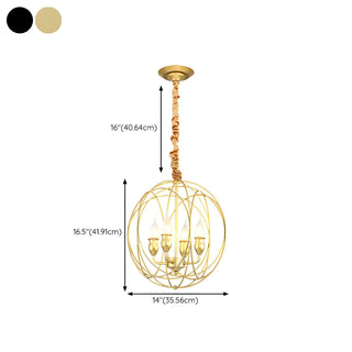 ZOWALA - Globe Orb Sphere Metal Candle Chandelier #size
