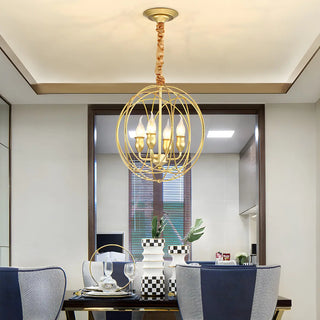 ZOWALA - Globe Orb Sphere Metal Candle Chandelier Image - 3