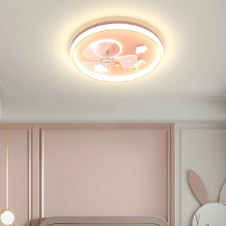 Kids Room Romantic Space-Themed LED Ceiling Fan Light Zawala Image - 2