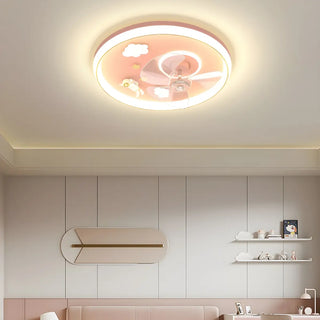 Kids Room Romantic Space-Themed LED Ceiling Fan Light Zawala Image - 3