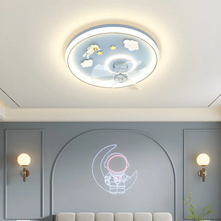 Kids Room Romantic Space-Themed LED Ceiling Fan Light Zawala Image - 5