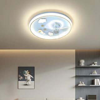 Kids Room Romantic Space-Themed LED Ceiling Fan Light Zawala Image - 6