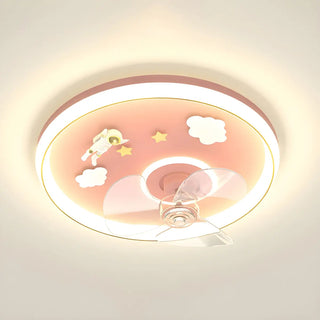 Kids Room Romantic Space-Themed LED Ceiling Fan Light Zawala Image - 7