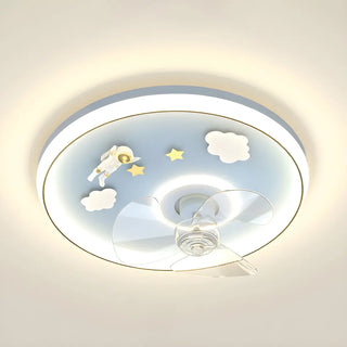 Kids Room Romantic Space-Themed LED Ceiling Fan Light Zawala Image - 8