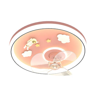Kids Room Romantic Space-Themed LED Ceiling Fan Light Zawala Image - 9