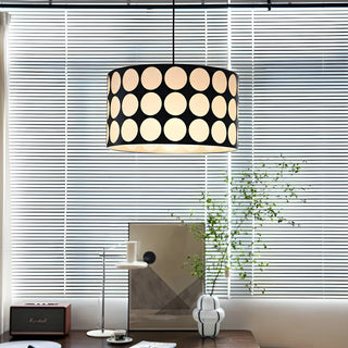 ZOWALA - Polka Dots Black Adjustable Height Drum Chandelier Image - 1