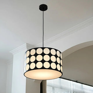 ZOWALA - Polka Dots Black Adjustable Height Drum Chandelier Image - 2
