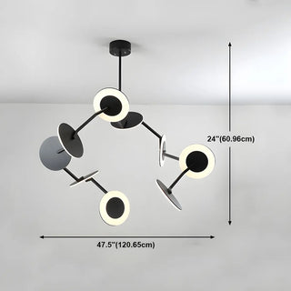 ZOWALA - Postmodern Acrylic Black Metal Round Chandelier Image - 18