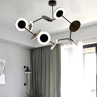 ZOWALA - Postmodern Acrylic Black Metal Round Chandelier Image - 2