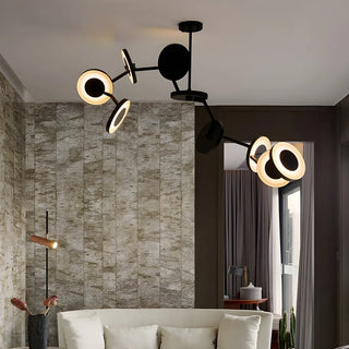 ZOWALA - Postmodern Acrylic Black Metal Round Chandelier Image - 4