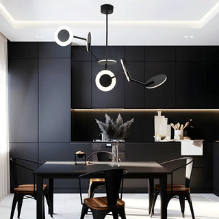 ZOWALA - Postmodern Acrylic Black Metal Round Chandelier Image - 5