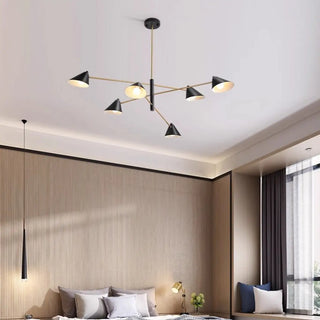 ZOWALA - Postmodern Sputnik Cone Iron Black Living Room Chandelier Image - 1