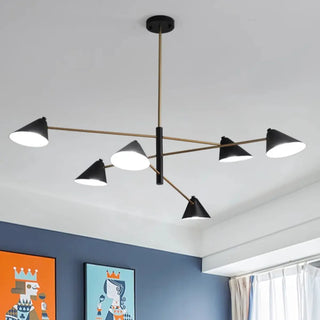 ZOWALA - Postmodern Sputnik Cone Iron Black Living Room Chandelier Image - 2