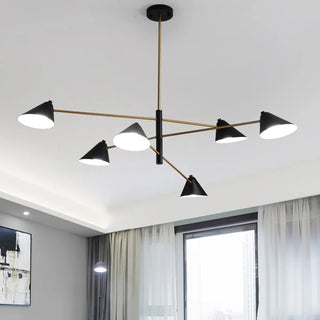 ZOWALA - Postmodern Sputnik Cone Iron Black Living Room Chandelier Image - 3