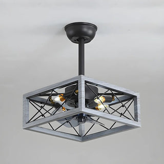 American Style Unique Black Cage Ceiling Fan With Light Zawala Image - 11