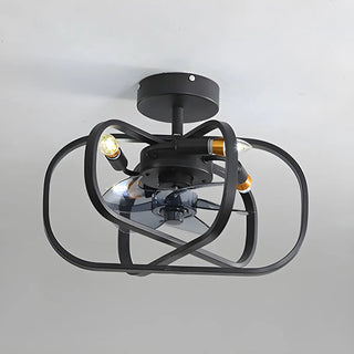 American Style Unique Black Cage Ceiling Fan With Light Zawala Image - 17