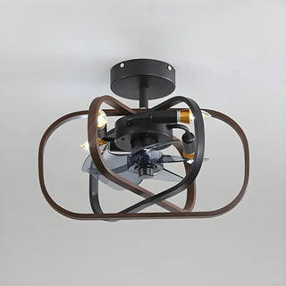 American Style Unique Black Cage Ceiling Fan With Light Zawala Image - 18