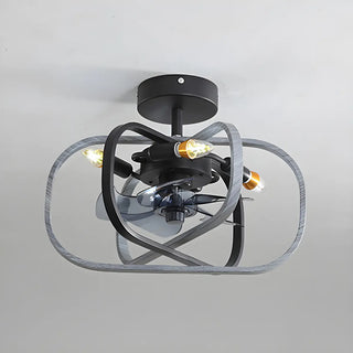 American Style Unique Black Cage Ceiling Fan With Light Zawala Image - 19