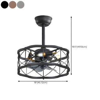 American Style Unique Black Cage Ceiling Fan With Light Zawala #size